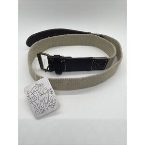 NWT FREE PEOPLE Belt Tan S/M COTTON CANVAS ADJUSTABLE Brown Leather 48"